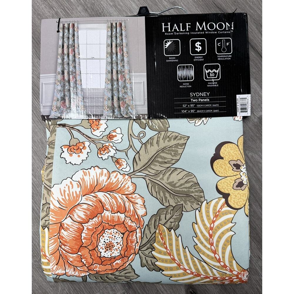 2 Pack Curtain Panels Lush Decor Sydney Floral Botanical Teal 52"x95" Brand new